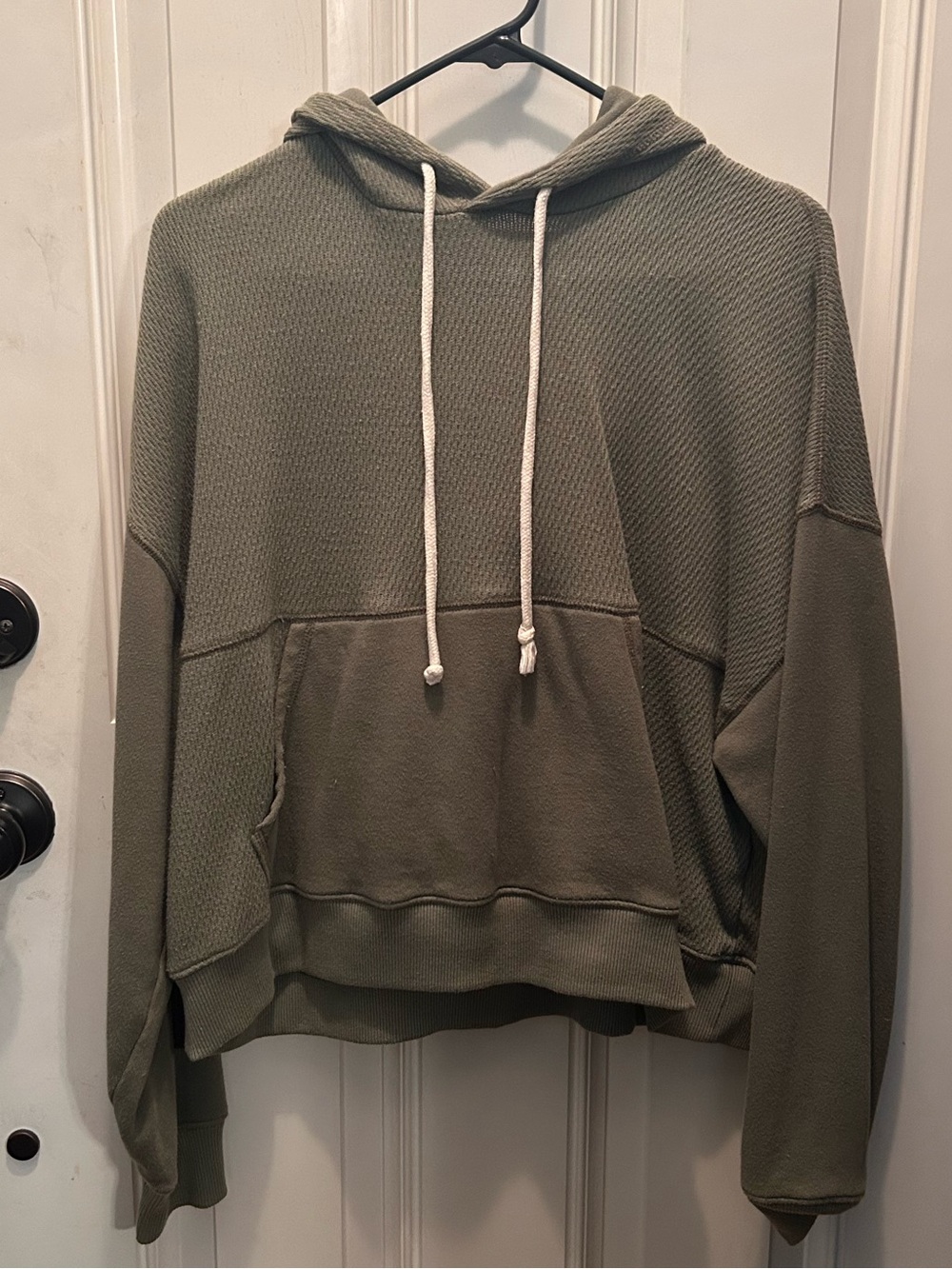 aerie Olive Green Waffle-Knit Hoodie